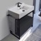 Console Sink Vanity With Ceramic Sink and Matte Black Drawer, 35
